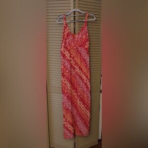 Faded Glory Pink and Orange Printed Maxi Dress